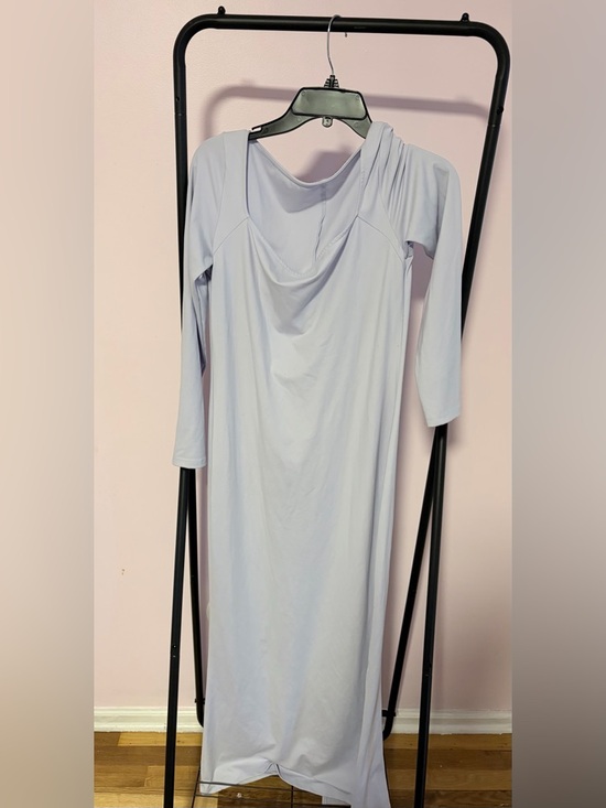 wild fable Blue Large Long Sleeve Square Neck BodyCon Butter Bliss Maxi Dress - Picture 4 of 5